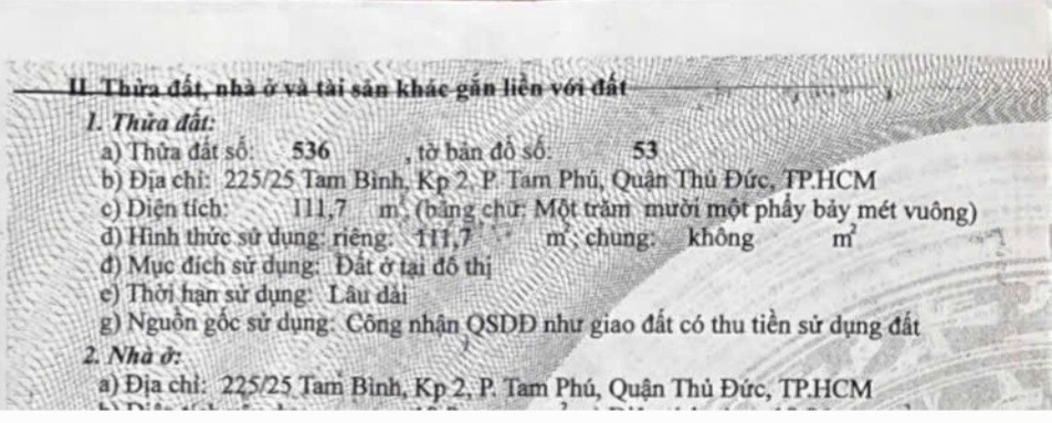 Nhà Đất hẻm 225/25 đường Tam Binhf phường Tam Phú Quận Thủ Đức
