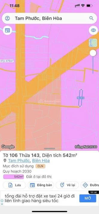Bán đất 545.7m² ngang 9m giá 2.5 tỷ tại Phường Tam Phước
