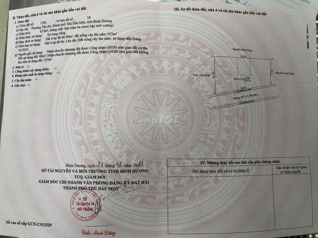 CC Bán đất ở có sẵn vườn măng cụt