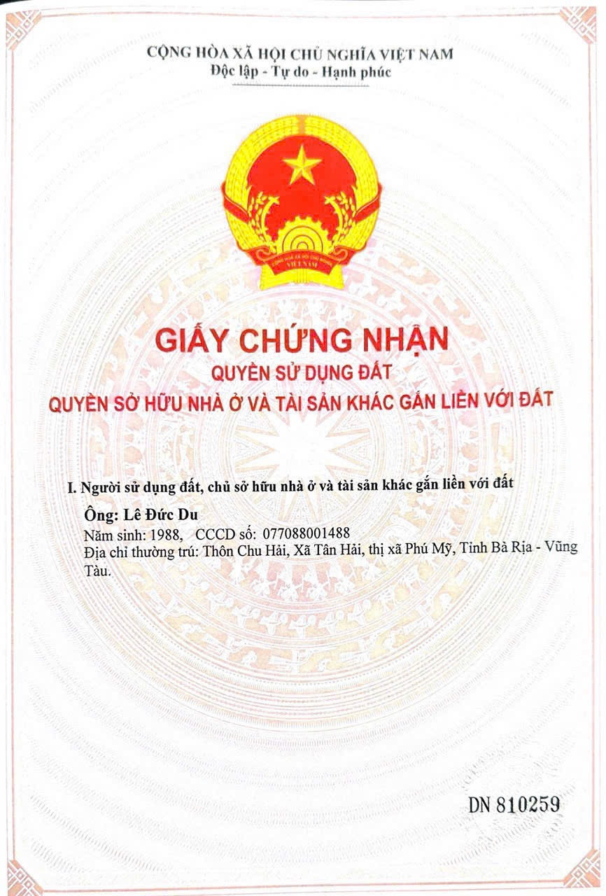 Bán đất 122,6m² ngang 5m giá 1.35 tỷ Phường Tân Hải Phú Mỹ