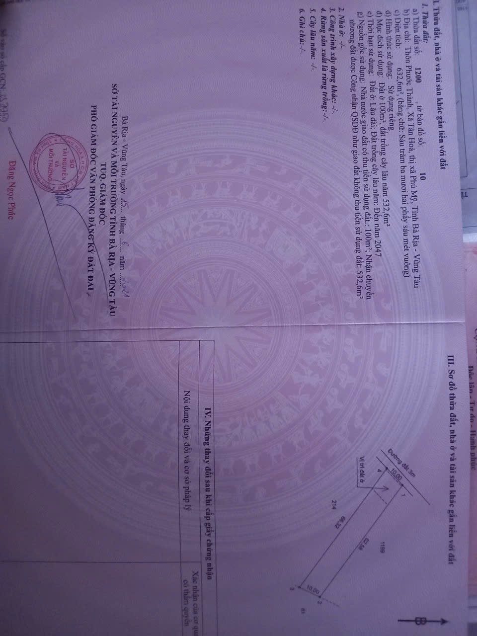 Bán đất 632.6m² có sẵn 100m² thổ cư giá 3.5 tỷ tại Phường Tân Hải