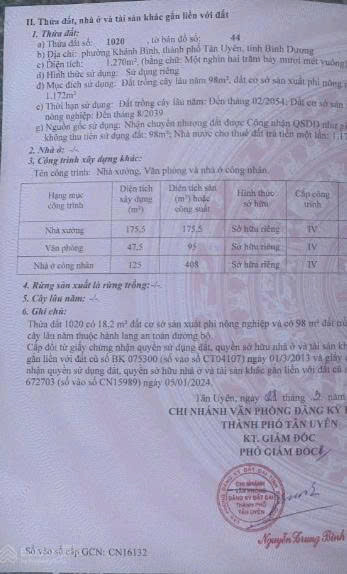 Bán nhà xưởng 1.270m2 có chứng nhận tài sản trên đất, chứng nhận PCCC, pháp lý đầy đủ.