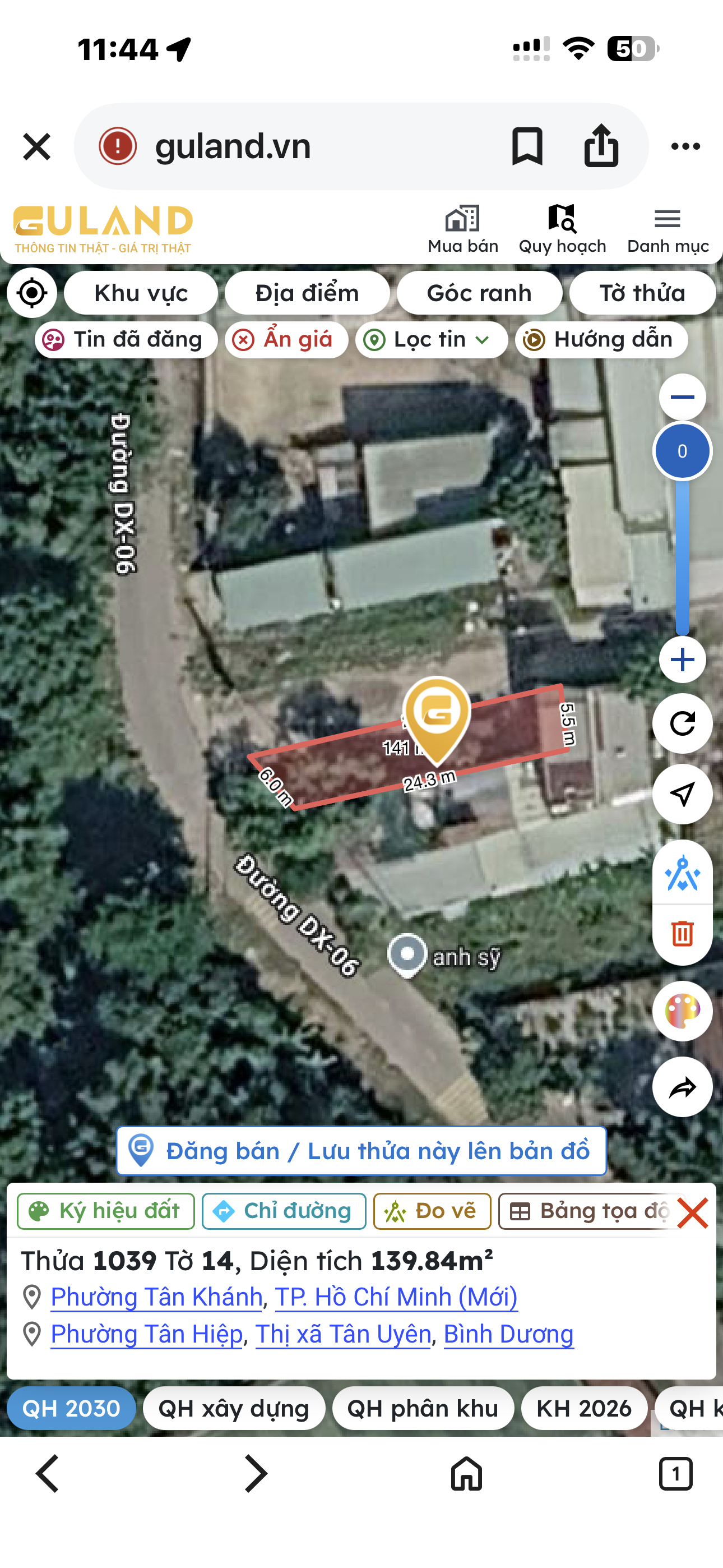 Bán Đất 1393m² thổ cư 1098m² giá 2.4 tỷ tại Phường Tân Khánh TP. Hồ Chí Minh