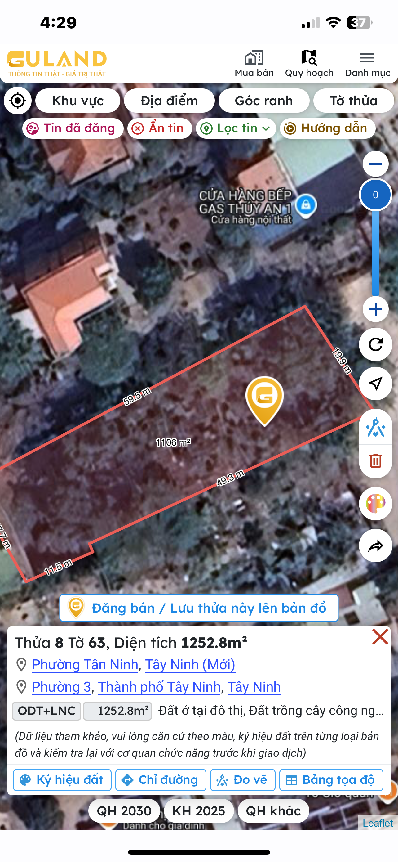 Bán đất 1252.8m² giá 25.56 tỷ Phường Tân Ninh