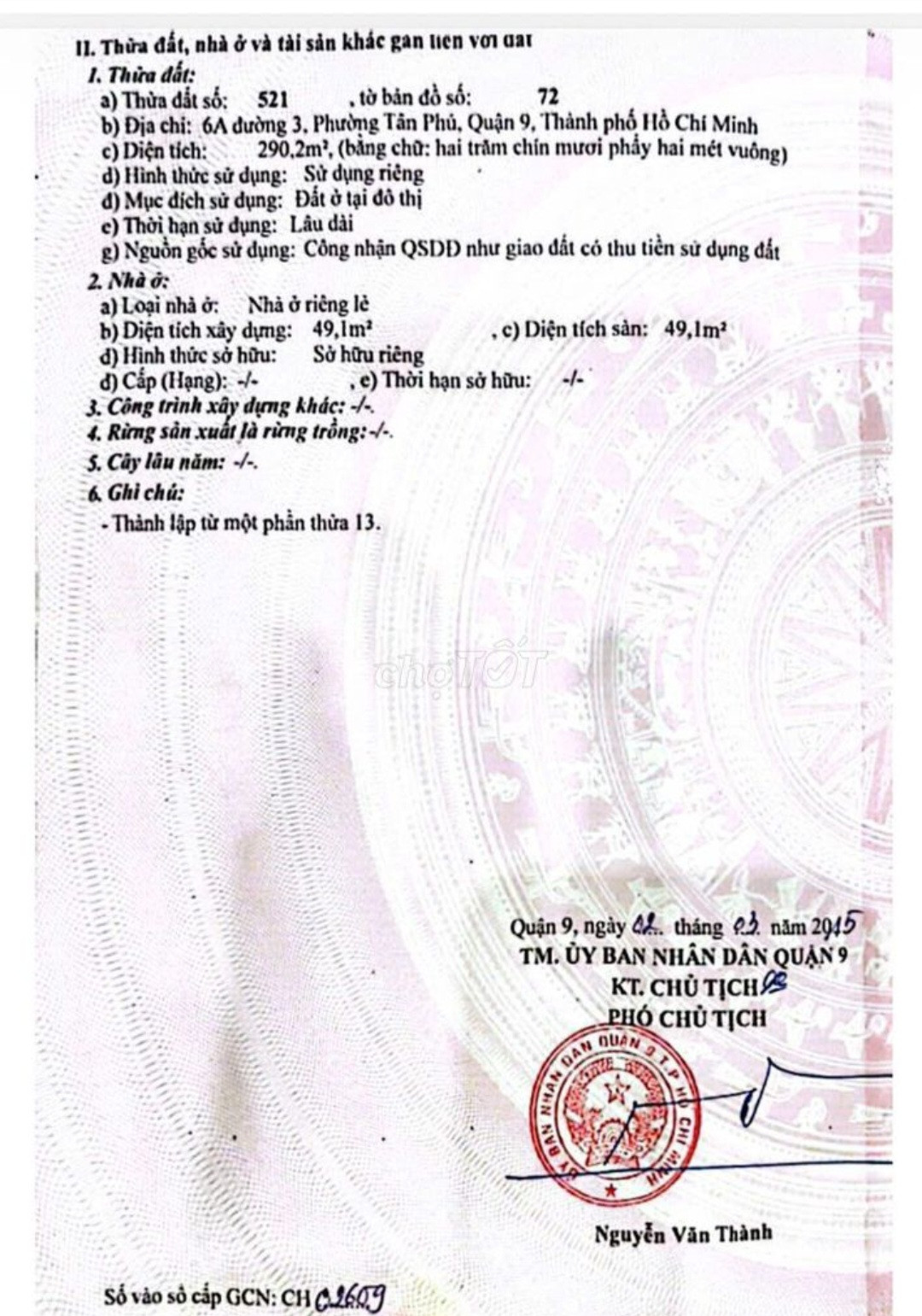 Nhà Đất Đường 3 Tân Phú Quận 9
