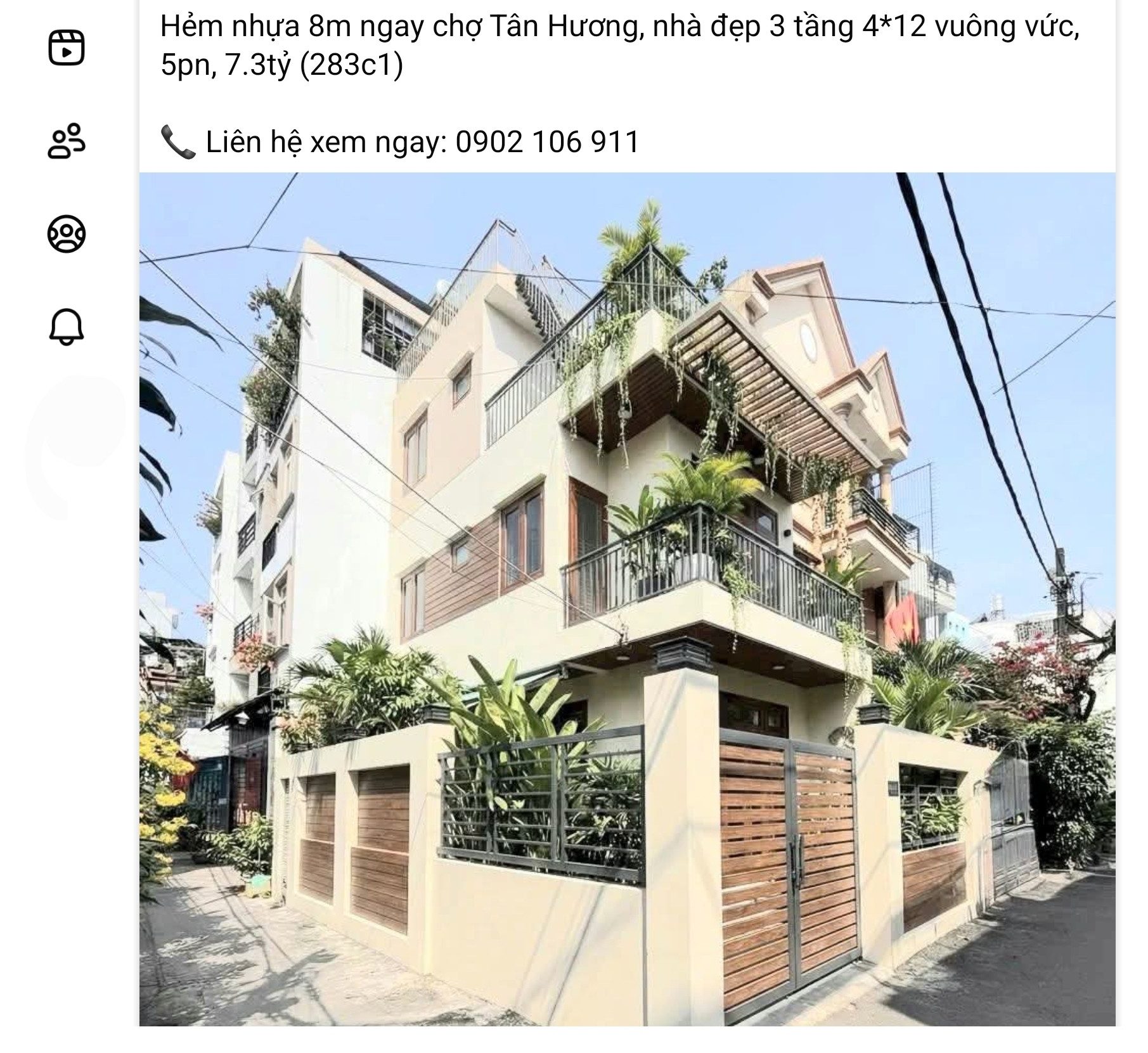 Hẻm nhựa 8m ngay chợ Tân Hương, nhà đẹp 3 tầng 4*12 vuông vức, 5pn, 7.3tỷ (283c1)

📞 Liên hệ xem ngay: 0902 106 911