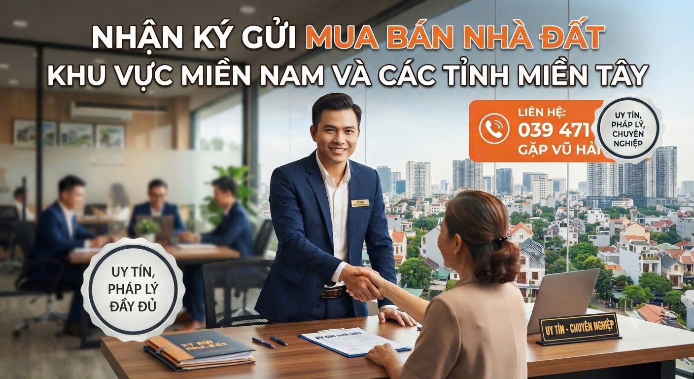 Mua bán ký gửi nhà đất khu vực miền nam và các tỉnh miền tây. Liên hệ: 0394713984 gặp Vũ Hải