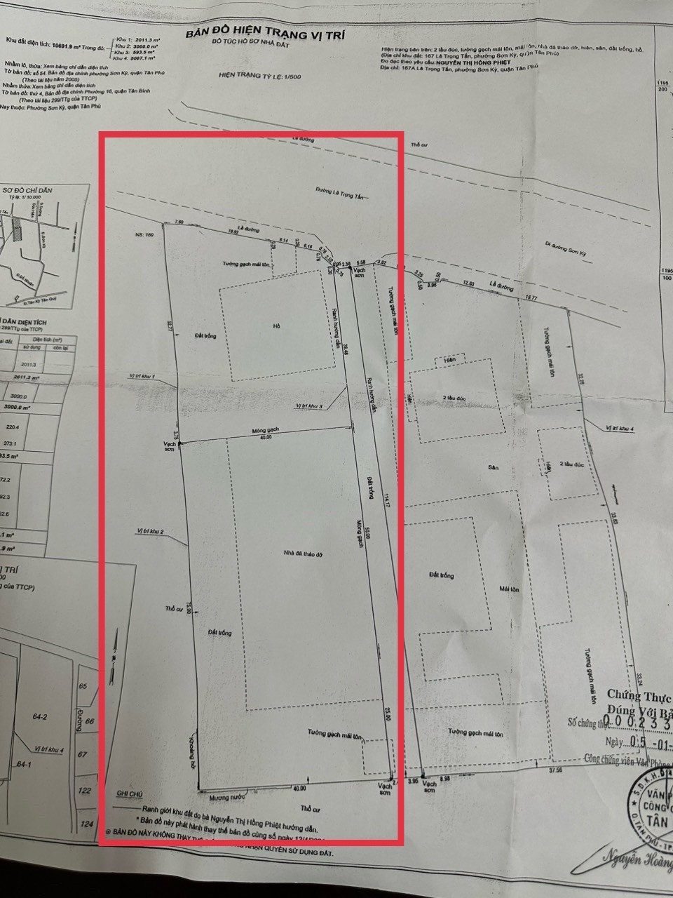 Bán đất 6600m² full thổ cư ngang 60m giá 350 tỷ tại Phường Tân Sơn Nhì
