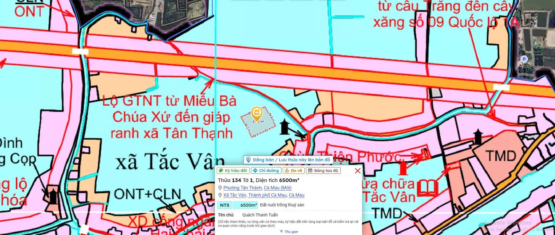 Bán đất 6500m² ngang 90m giá 975 triệu tại Phường Tân Thành
