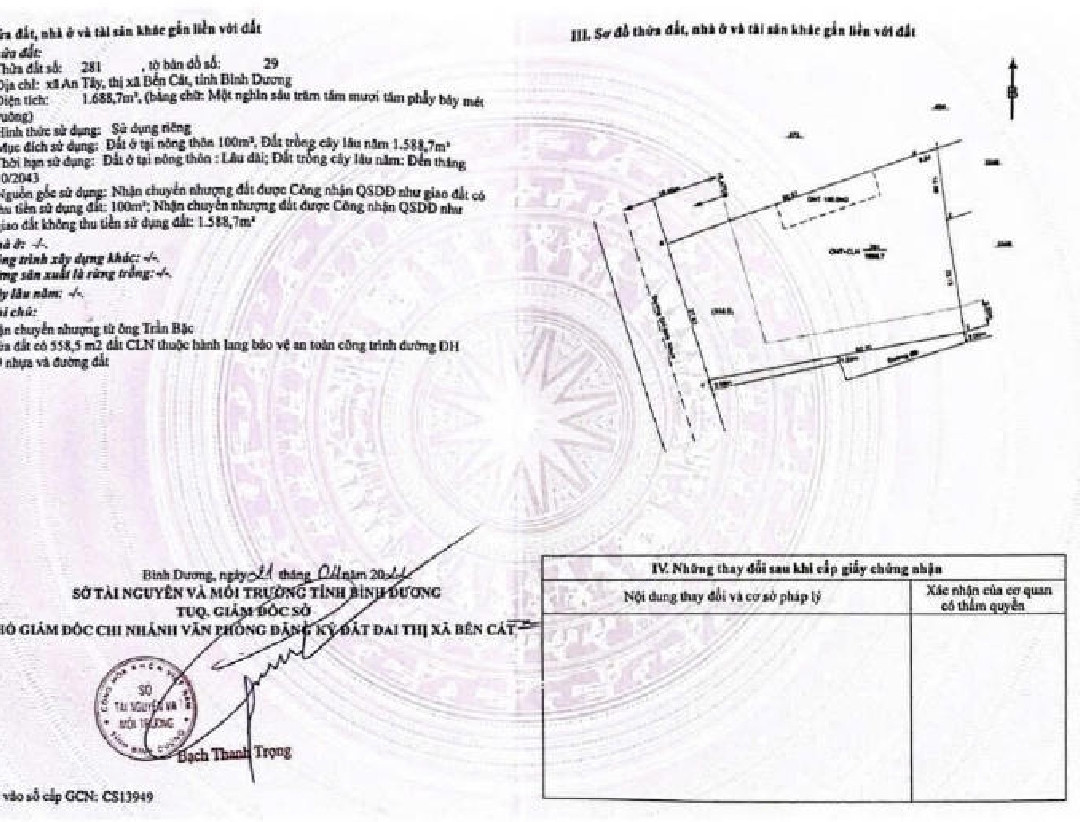 Bán đất 1737.9m² ngang 27m giá 8 tỷ Phường Tây Nam mặt tiền DH609.