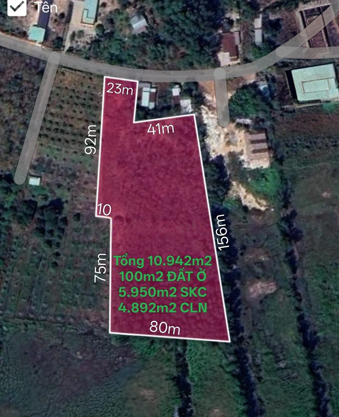 Bán nhà 10942m² có sẵn 100m² thổ cư, 5950m2 SKC, 4892m2 CLN . giá 22 tỷ tại Phường Tây Nam