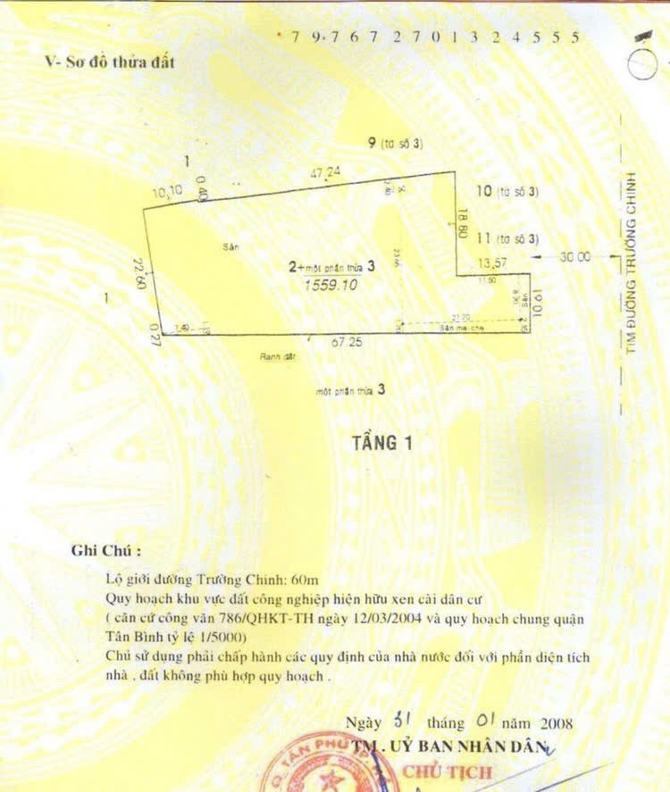 FULL THỔ – MẶT TIỀN TRƯỜNG CHINH 1.559,1M² – GIÁ CHỈ 64,1 TRIỆU/M²