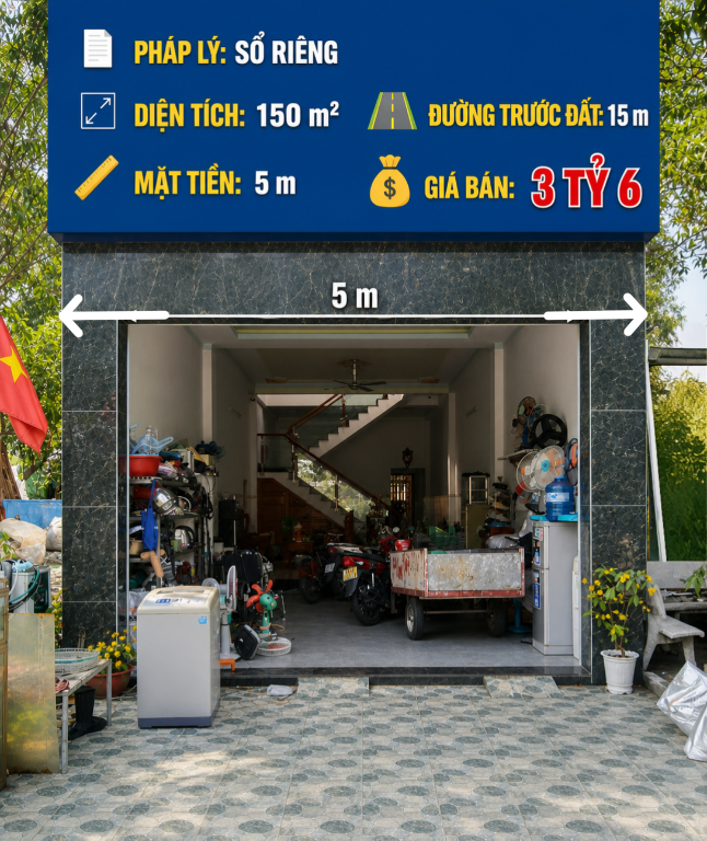 Tài sản giá tốt tại Bến Cát, Bình Dương – 150m² – mặt tiền 5m – giá 3tỷ6