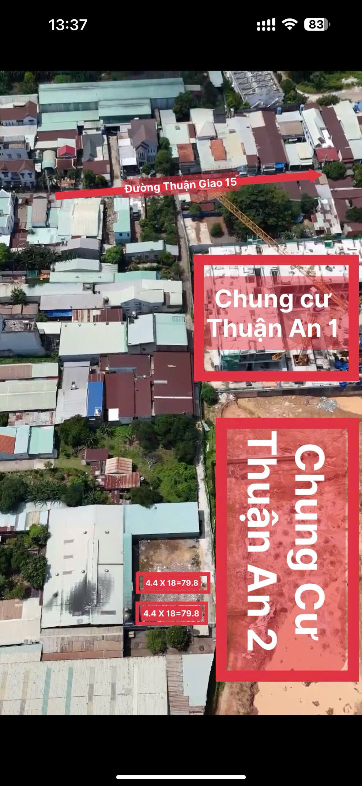 Bán đất 80m² ngang 4,4m giá 2.6 tỷ Phường Thuận Giao