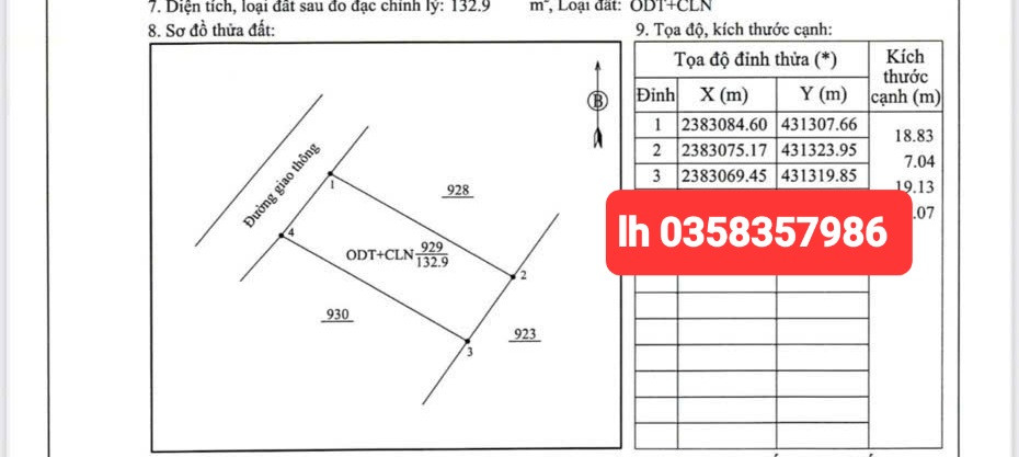 Bán đất 132.9m² ngang 7.07m giá 1.4 tỷ Phường Tích Lương