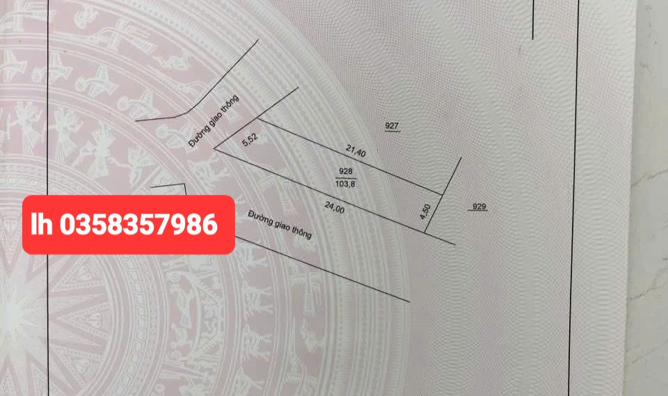 Bán đất 103.8m² ngang 5.52m giá 1.35 tỷ Phường Tích Lương