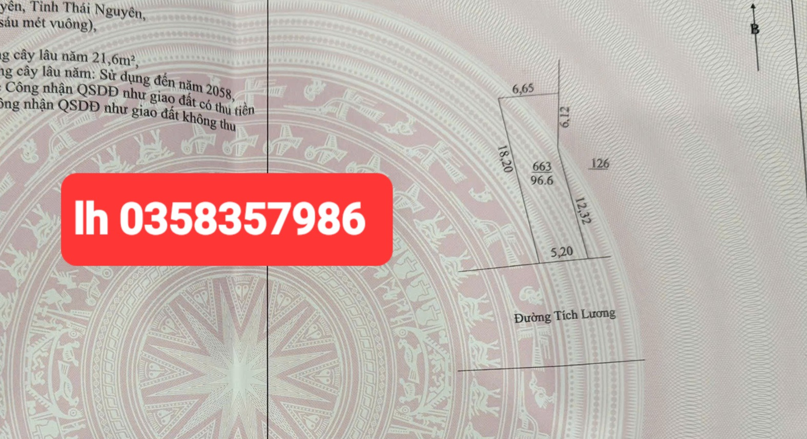 Bán đất 96.6m² ngang 6.65m giá 1.7 tỷ Phường Tích Lương