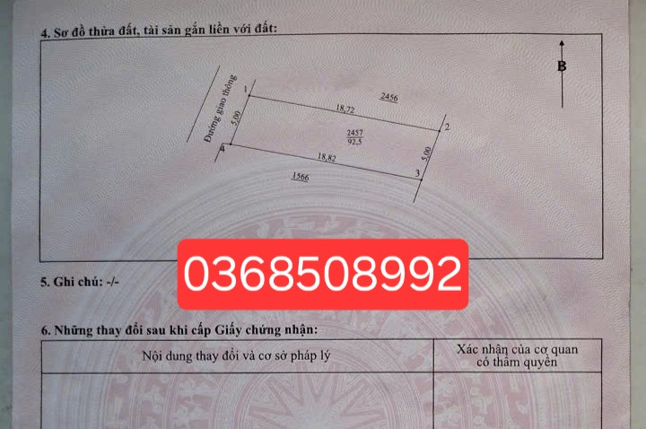 Bán đất 92,5m² ngang 5m giá 1.1 tỷ Phường Tích Lương