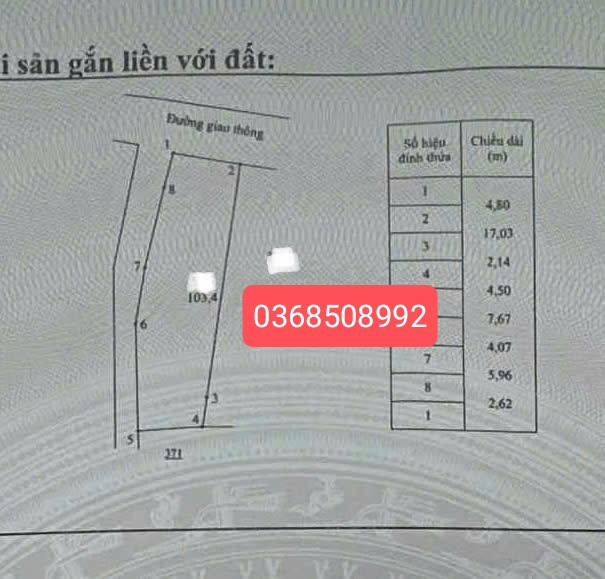 Bán đất 103m² ngang 4,5m giá 1.68 tỷ Phường Tích Lương