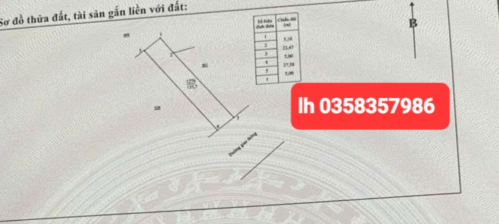 Bán đất 135.7m² ngang 5m giá 3.97 tỷ Phường Tích Lương