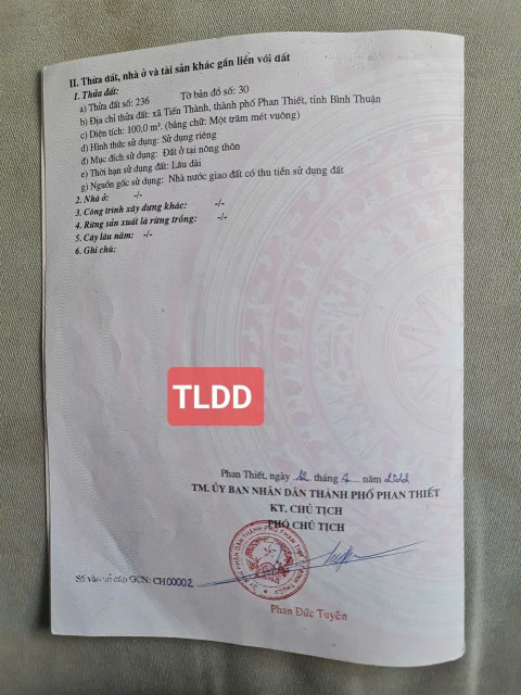 Bán đất 100m² ngang 5m giá 1.25 tỷ Phường Tiến Thành