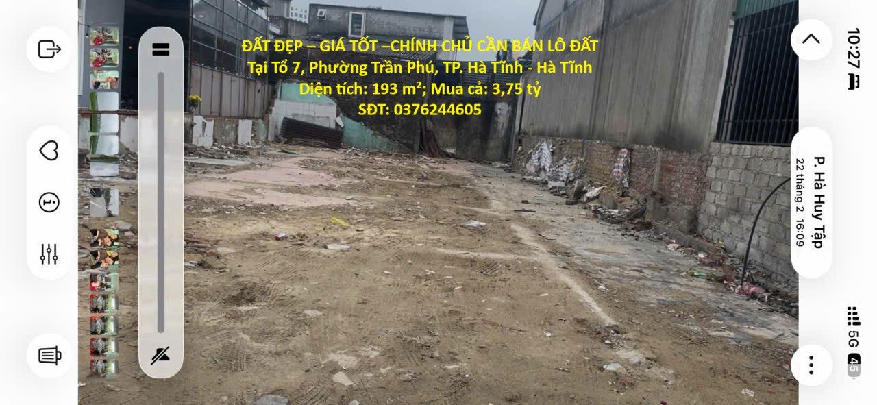 ĐẤT ĐẸP – GIÁ TỐT –CHÍNH CHỦ CẦN BÁN LÔ ĐẤT Tại Tổ 7, Phường Trần Phú, TP. Hà Tĩnh - Hà Tĩnh