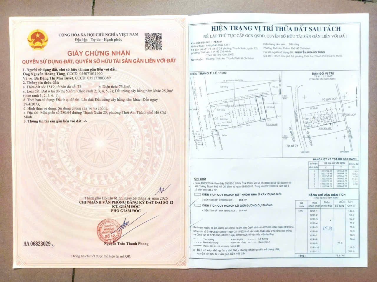 Bán đất 75m² có sẵn 50m² thổ cư ngang 4,5m tại Phường Trung Mỹ Tây