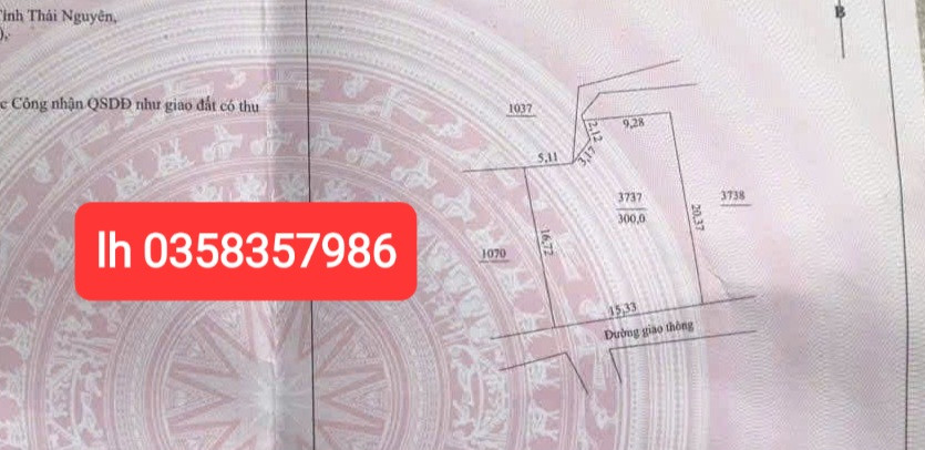 Bán đất 300m² ngang 15.33m giá 830 triệu Phường Trung Thành