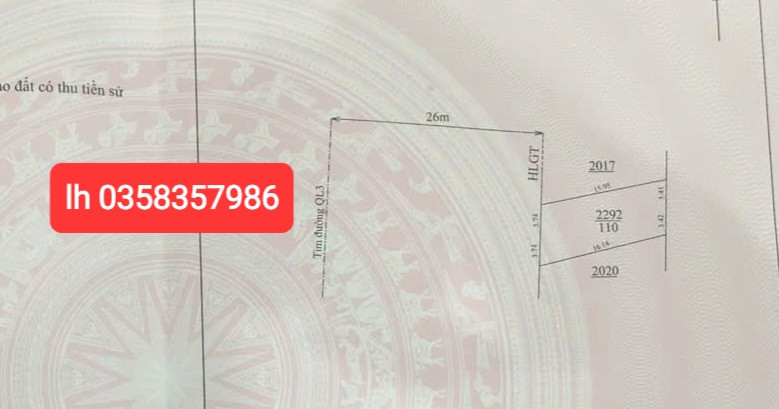 Bán đất 110m² ngang 7.5m giá 3.3 tỷ Phường Trung Thành