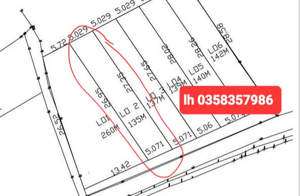 Bán đất 135m² ngang 5.071m giá 880 triệu Phường Trung Thành