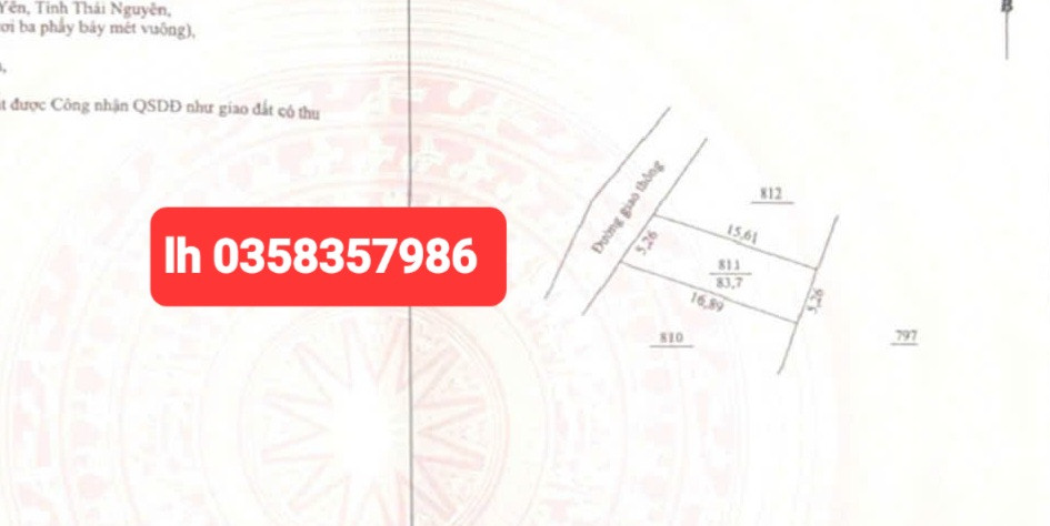 Bán đất 83.7m² ngang 5.26m giá 550 triệu Phường Trung Thành