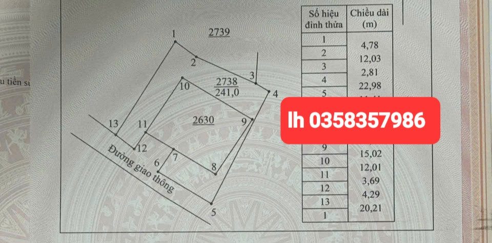 Bán đất 420m² ngang 19.62m giá 2.84 tỷ Phường Trung Thành