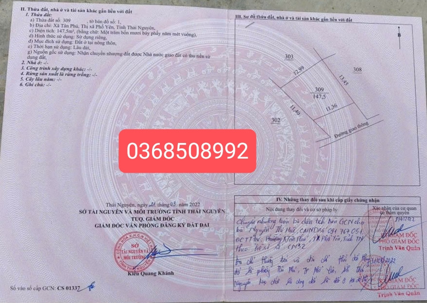 Bán đất 147m² ngang 13m giá 1.36 tỷ Phường Trung Thành