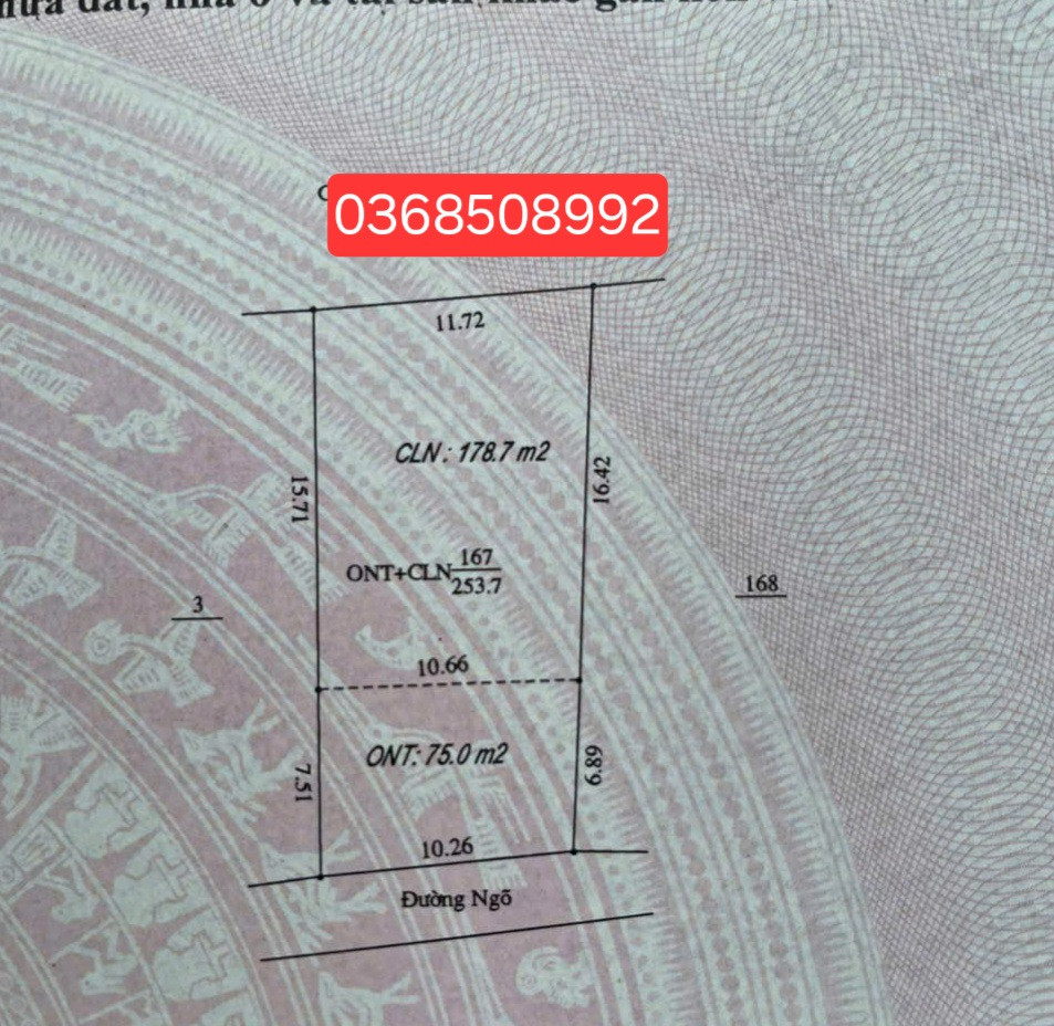 Bán đất 253m² ngang 10,2m giá 980 triệu Phường Tự Lạn