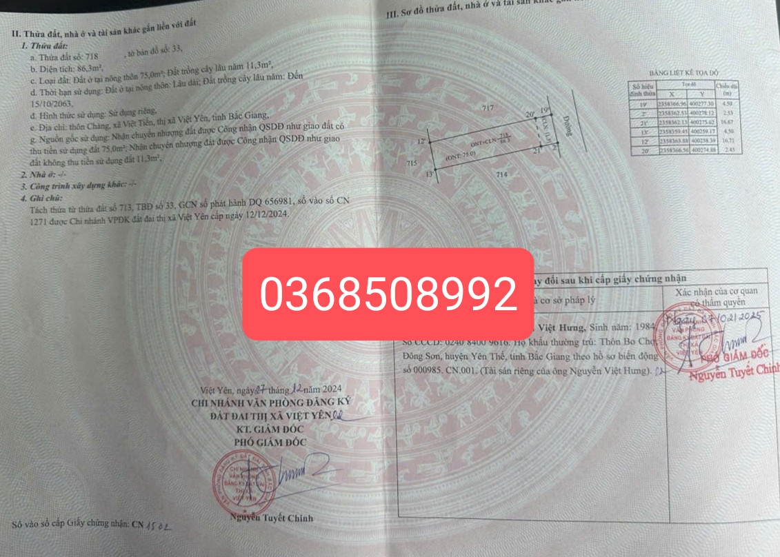 Bán đất 86m² ngang 4,5m giá 900 triệu Phường Tự Lạn
