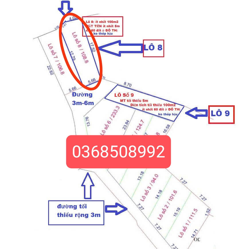 Bán đất 108m² full thổ cư ngang 5,6m giá 500 triệu tại Phường Tự Lạn