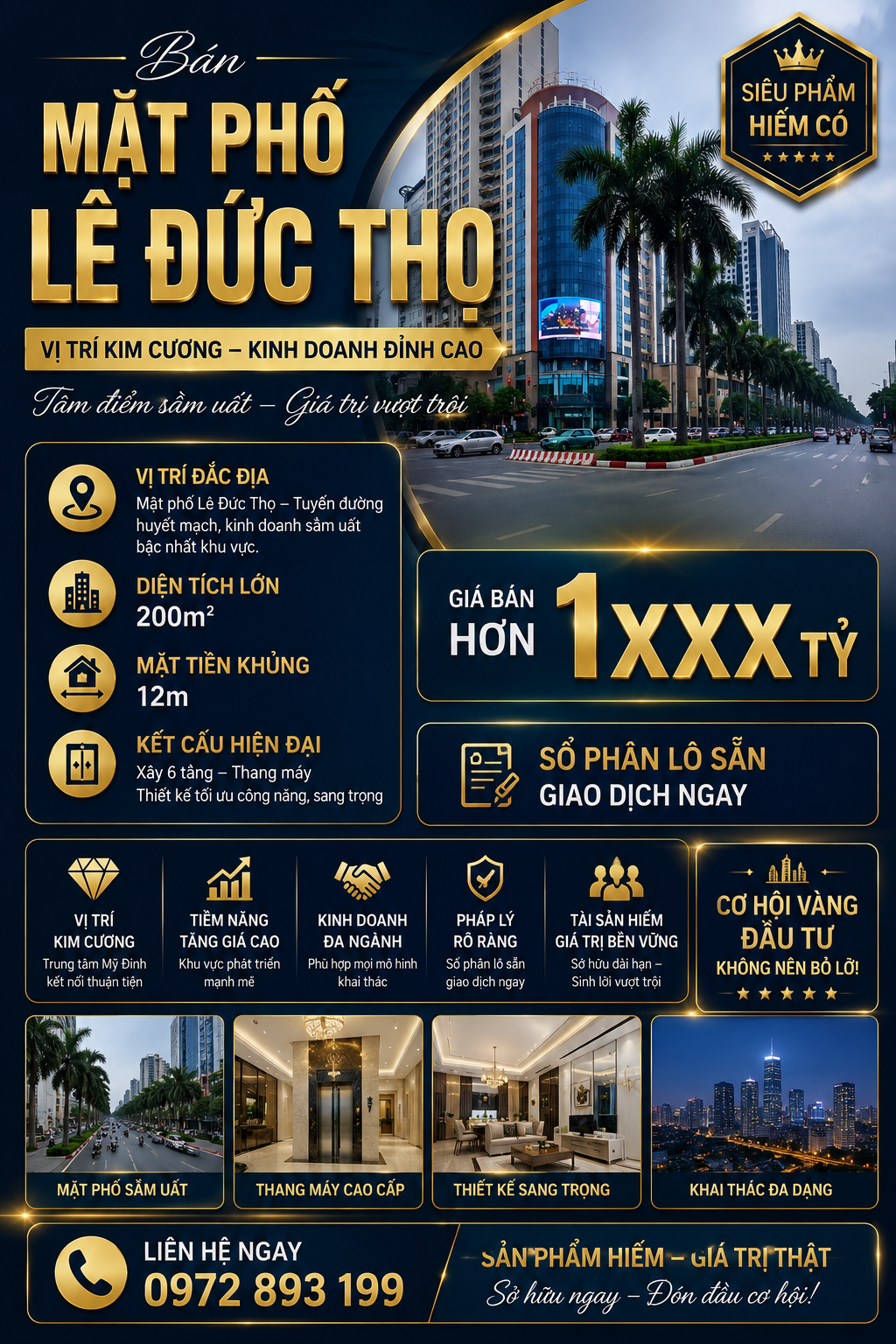 HÀNG HIẾM MẶT PHỐ LÊ ĐỨC THỌ – 200M² – 6 TẦNG THANG MÁY