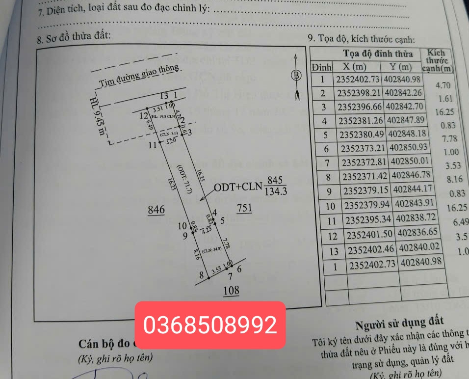 Bán đất 134,3m² ngang 4,5m giá 1.4 tỷ Phường Vân Hà