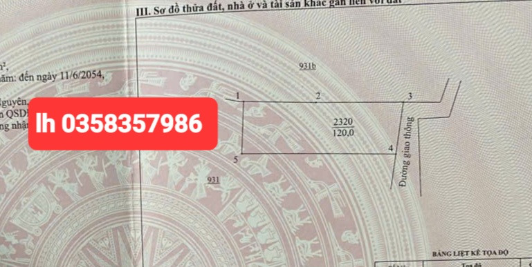 Bán đất 120m² ngang 6.37m giá 750 triệu Phường Vạn Xuân