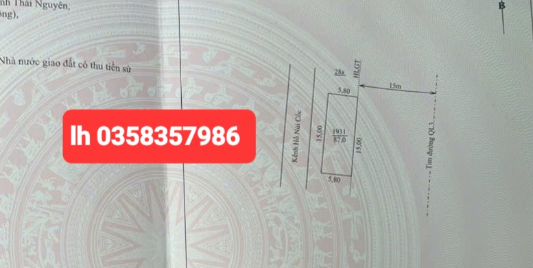 Bán đất 87m² ngang 15m giá 3.83 tỷ Phường Vạn Xuân