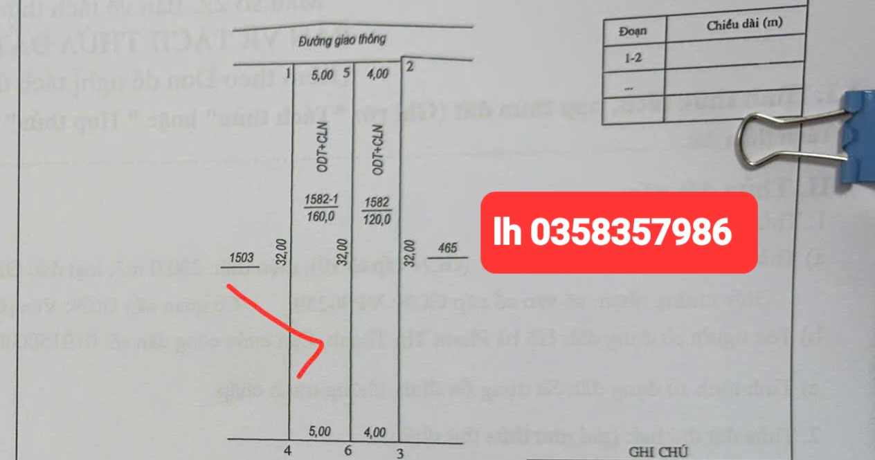 Bán đất 160m² có sẵn 80m² thổ cư ngang 5m giá 1.05 tỷ tại Phường Vạn Xuân