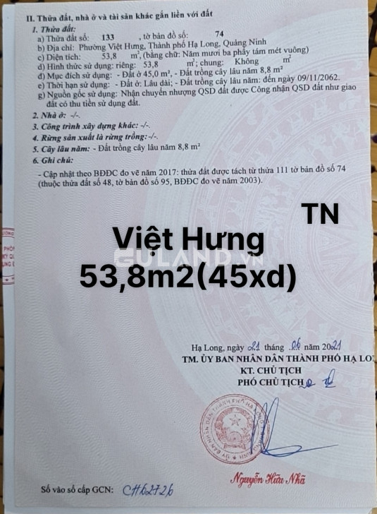 ĐẤT PHÂN LÔ - PHƯỜNG VIỆT HƯNG