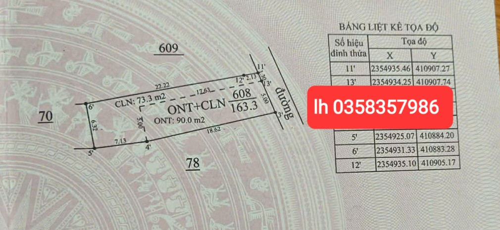Bán đất 163m² có sẵn 90m² thổ cư ngang 6.23m giá 1.9 tỷ tại Phường Việt Yên