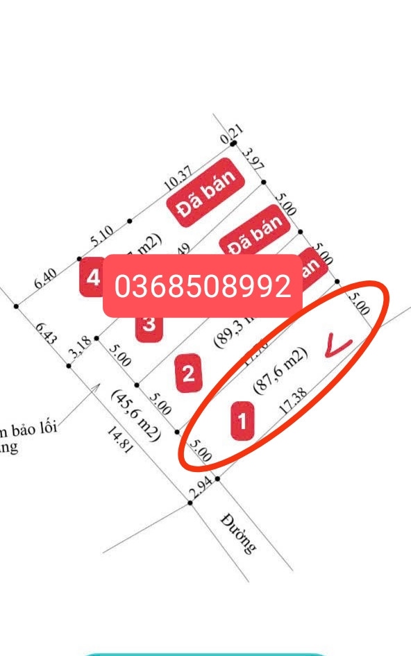 Bán đất 87,6m² ngang 5m giá 1.65 tỷ Phường Việt Yên