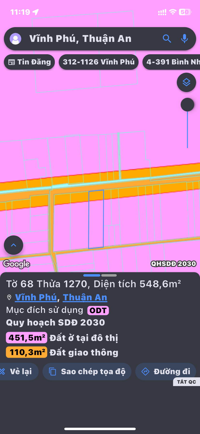 Bán Đất 548m2 có sẵn 180 m2 thổ cư giá 16.46 tỷ tại Phường Vĩnh Phú Thị xã Thuận An Bình Dương