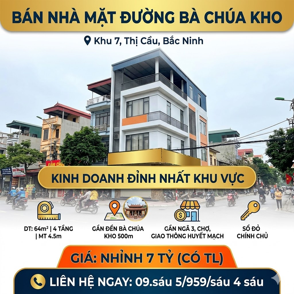 Bán Nhà riêng 64m² thổ cư 64m² giá 7.9 tỷ tại Phường Vũ Ninh Bắc Ninh