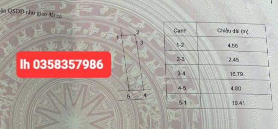 Bán đất 92.2m² ngang 4.56m giá 1.55 tỷ Phường Xuân Hòa