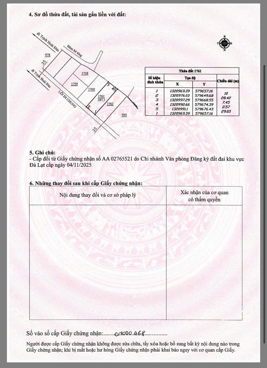 Bán đất 287m² full thổ cư ngang 10m giá 7.5 tỷ tại Phường Xuân Trường - Đà Lạt
