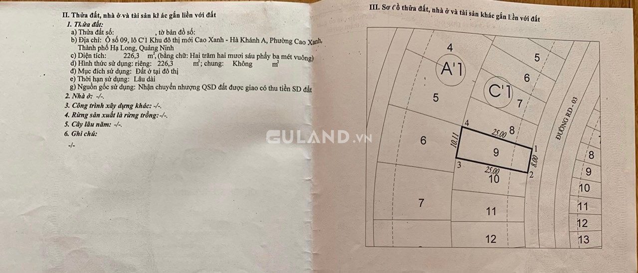 BÁN ĐẤT BIỆT THỰ DẺ QUẠT,VỰNG ĐÂNG,YẾT KIÊU,HẠ LONG