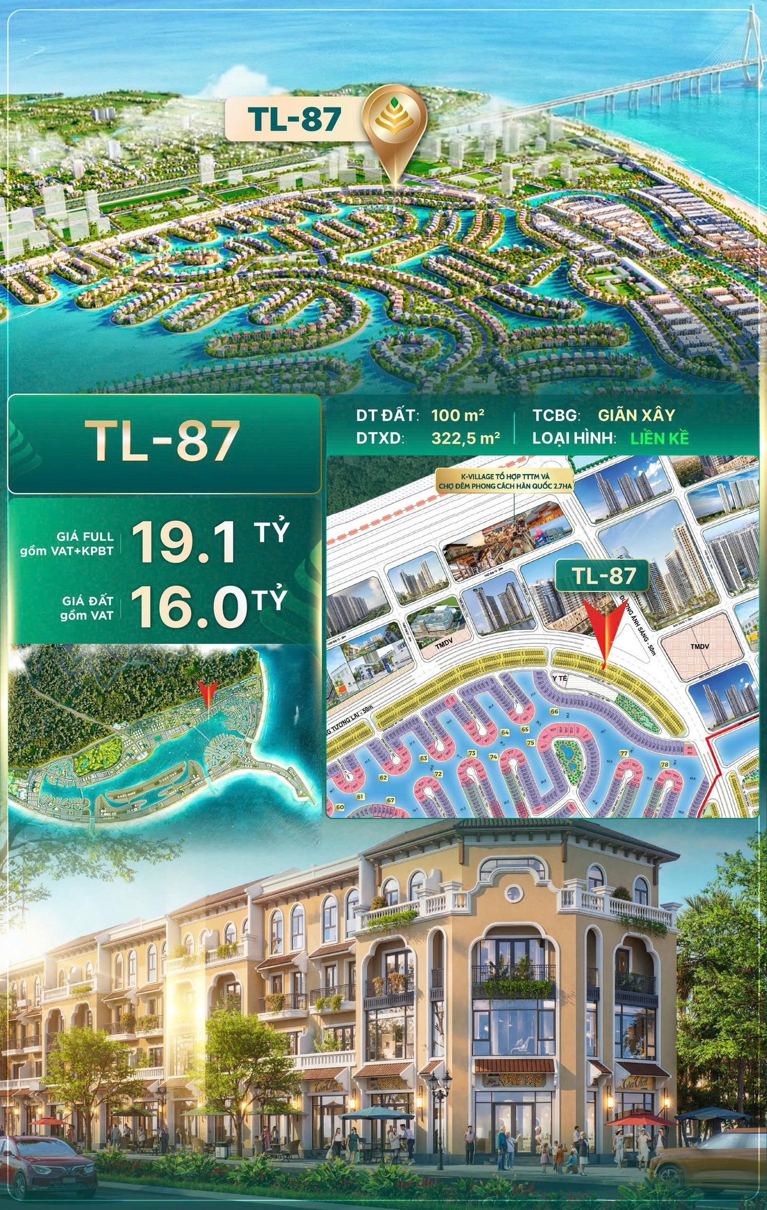 Cặp Liền Kề Thương Mại TL85 & TL87 TRỤC ĐƯỜNG TƯƠNG LAI – VINHOMES GREEN PARADISE: